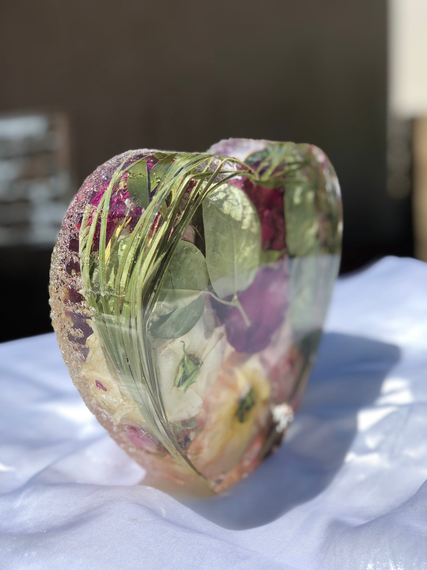 8.5” Floral Resin Heart