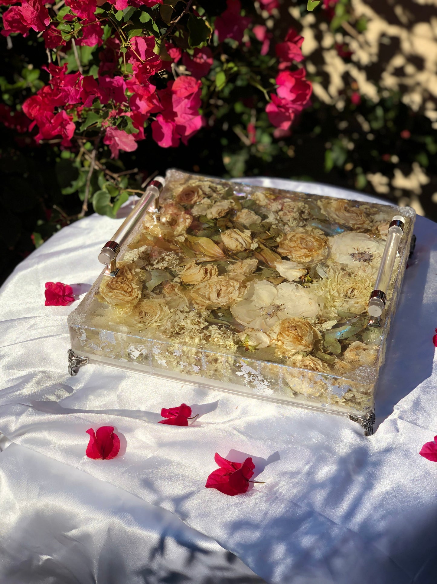 12 x 12 Square Acrylic Resin Floral Tray