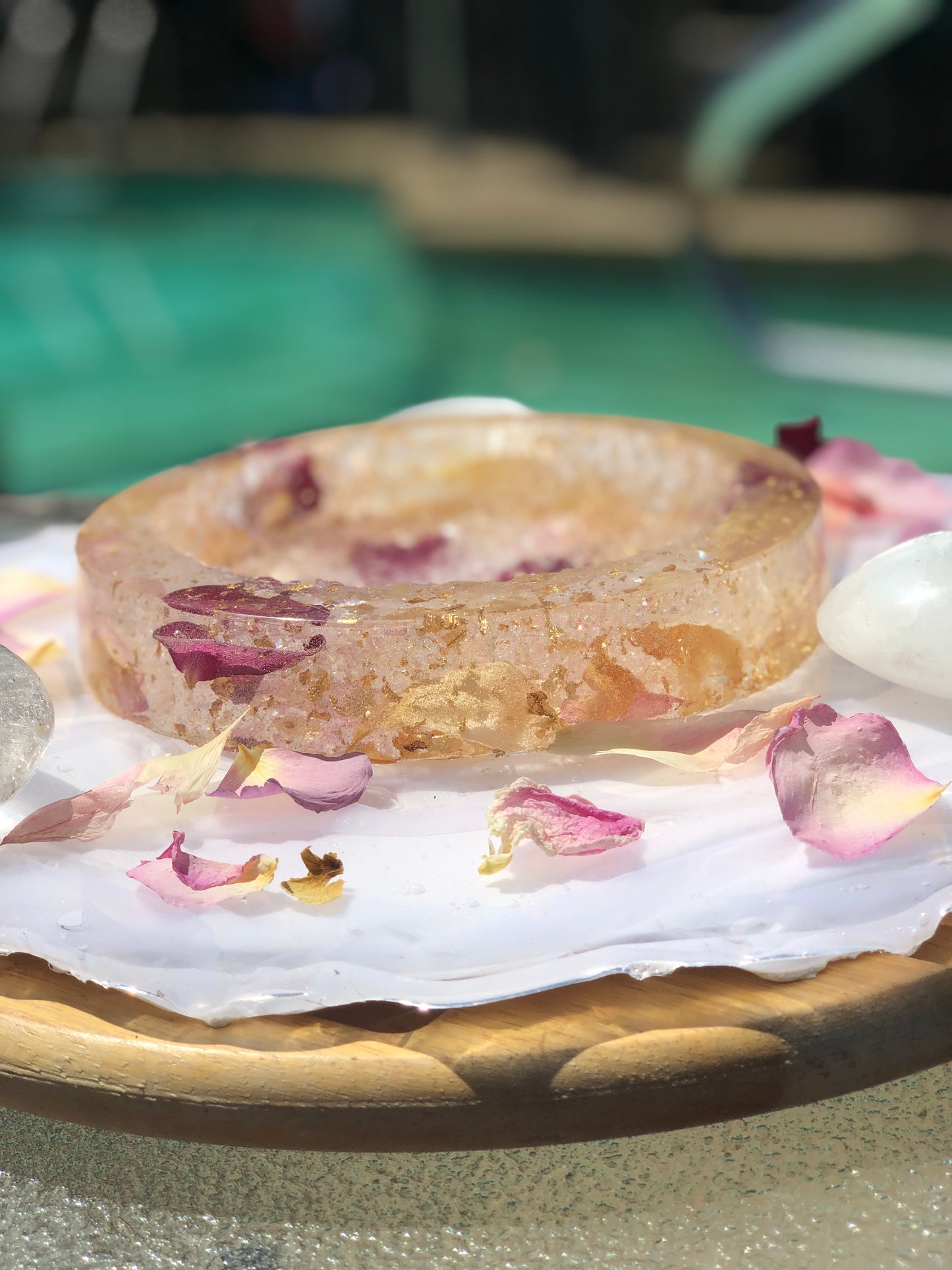 6” Crystal Floral resin dish