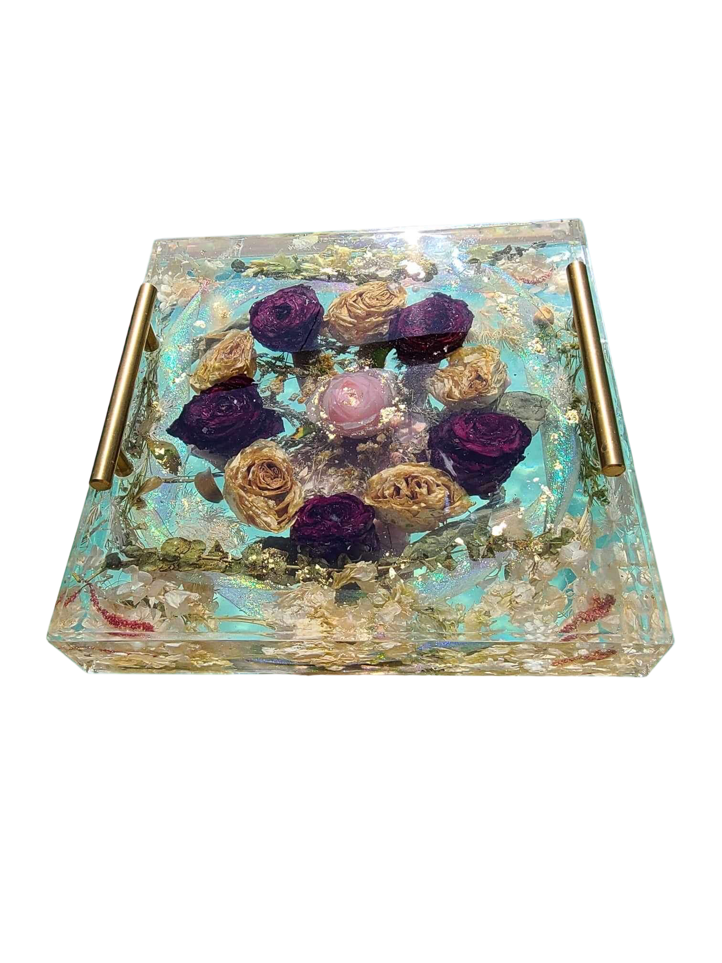 12 x 12 Square Acrylic Resin Floral Tray