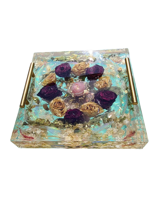 12 x 12 Square Acrylic Resin Floral Tray