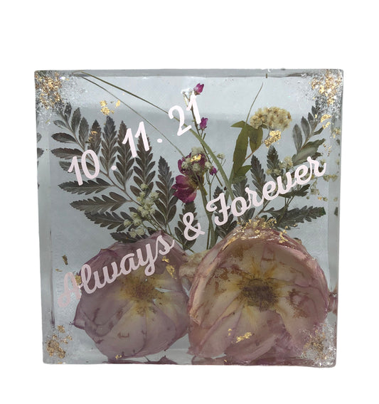 6 x 6 Floral Resin Block