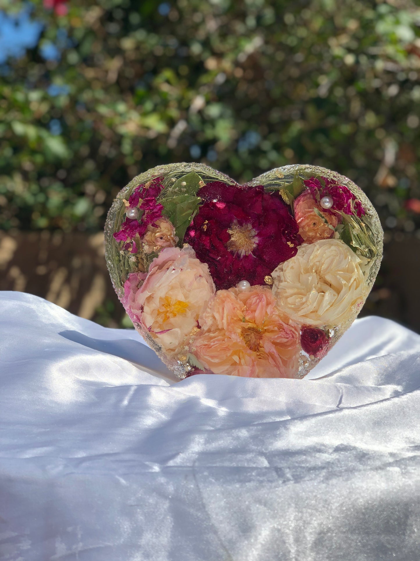 8.5” Floral Resin Heart