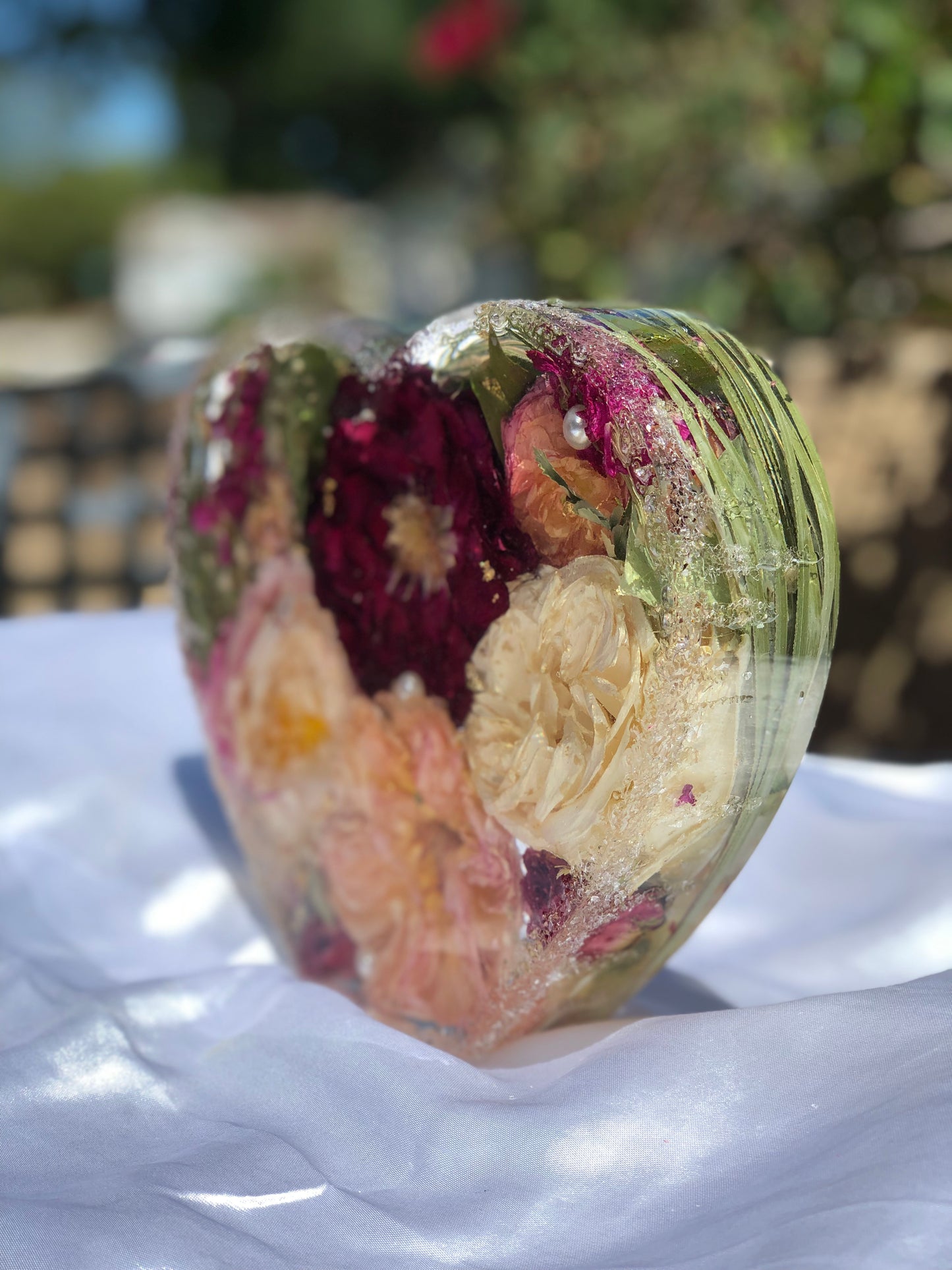 8.5” Floral Resin Heart
