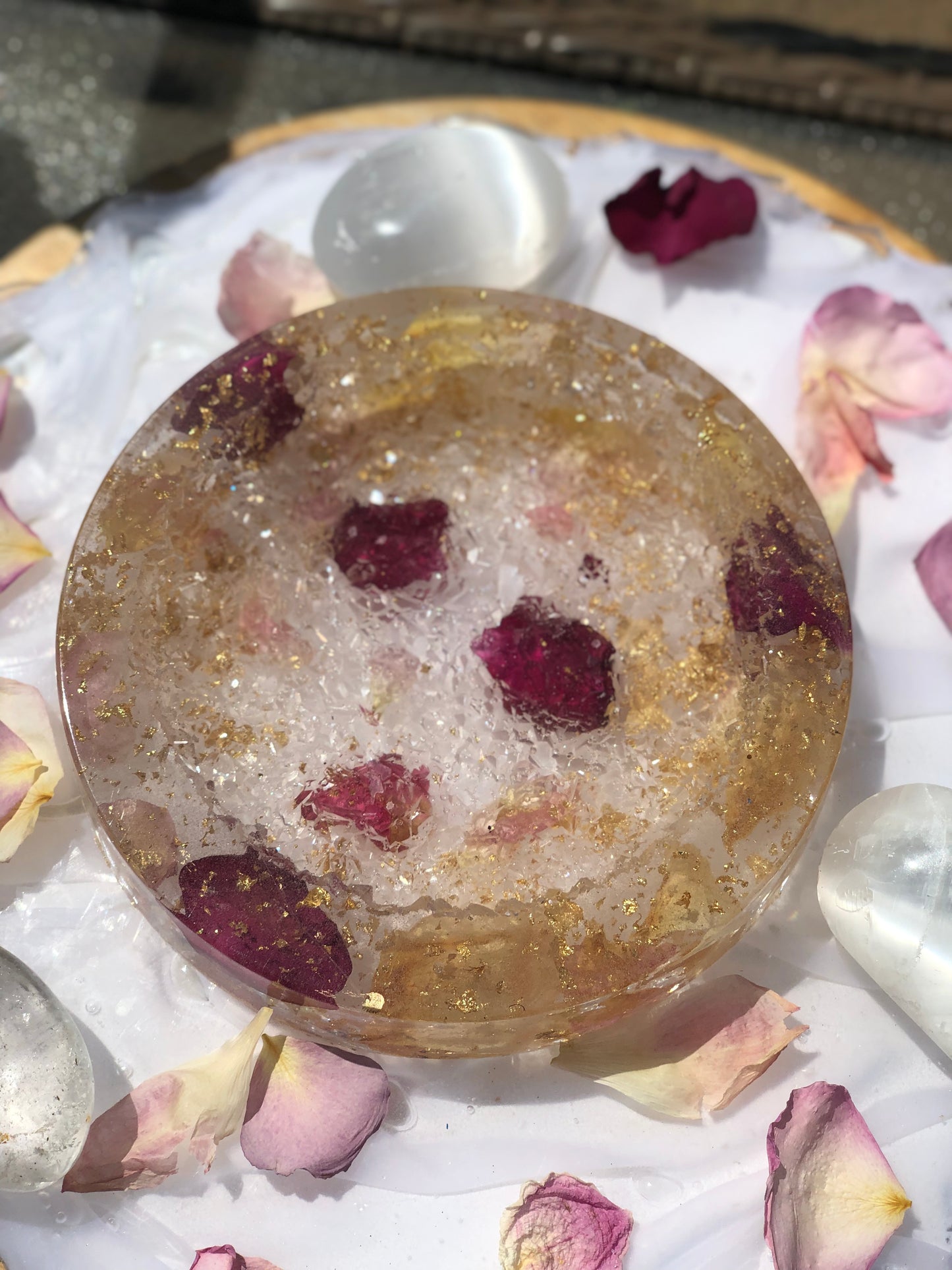 6” Crystal Floral resin dish