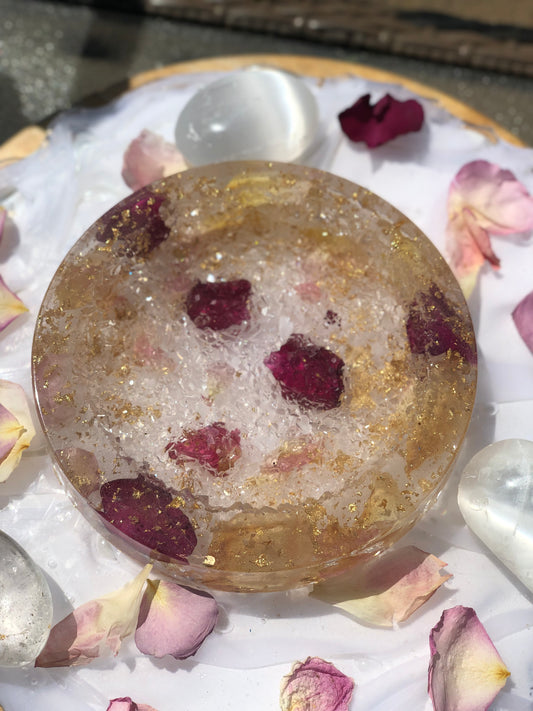 6” Crystal Floral resin dish